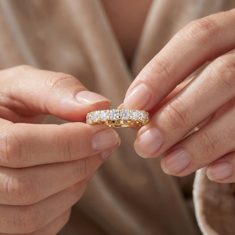 VS/H 2 Ct Lab Grown Diamond Eternity Ring Womens Wedding Band 14k Yellow Gold