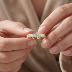 VS/H 2 Ct Lab Grown Diamond Eternity Ring Womens Wedding Band 14k Yellow Gold
