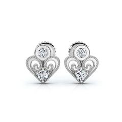 Diamond Heart Studs 14k White, Yellow, or Rose Gold Lab Grown Women's Earrings
