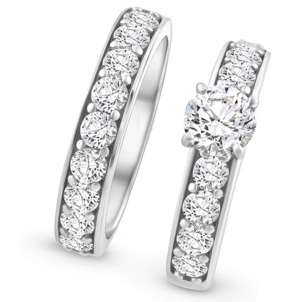 3Ct TW Diamond Engagement & Wedding Ring Set 14k White or Yellow Gold ...