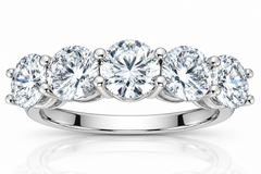SI 3 3/4 Ct Diamond Five Stone Wedding Ring 14k White Gold