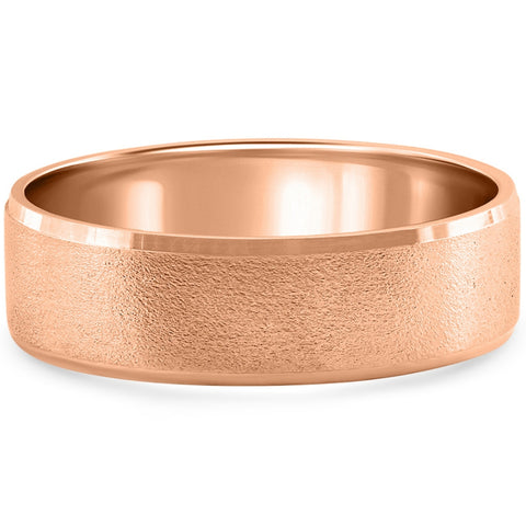 6mm Brushed Round Polished Edge 14k Rose Gold Wedding Band