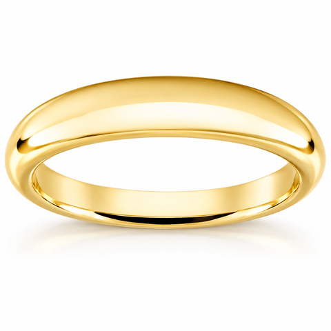 Women's 14k Yellow Gold Stackable High Tapered Dome Polished Band Shiny Ring