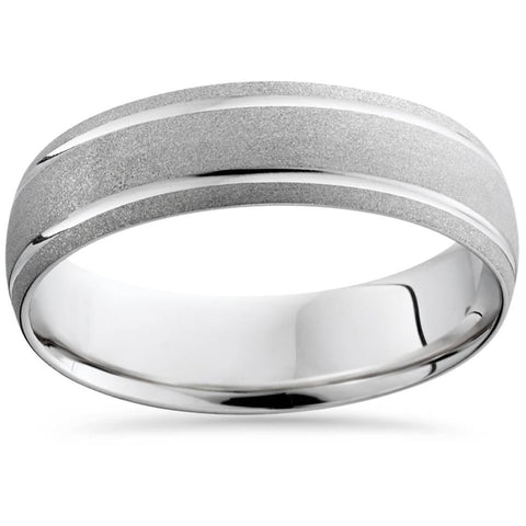 Mens Solid 950 Platinum Brushed Comfort Fit 6mm Wedding Ring Band