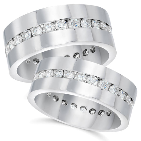 3ct Matching Diamond Eternity Wedding Band Ring Set
