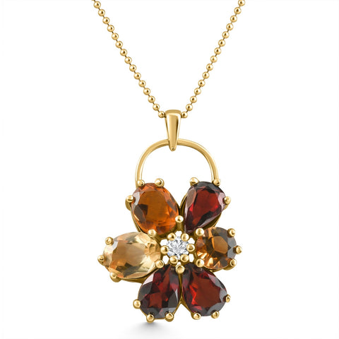 8Ct Diamond & Sapphire Angelica Pendant 14k Yellow Gold 18" Necklace Lab Grown