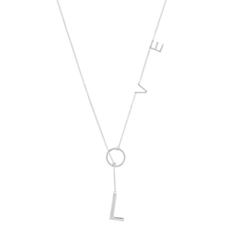 Love Lariat Necklace 18k White Gold Plated 21"