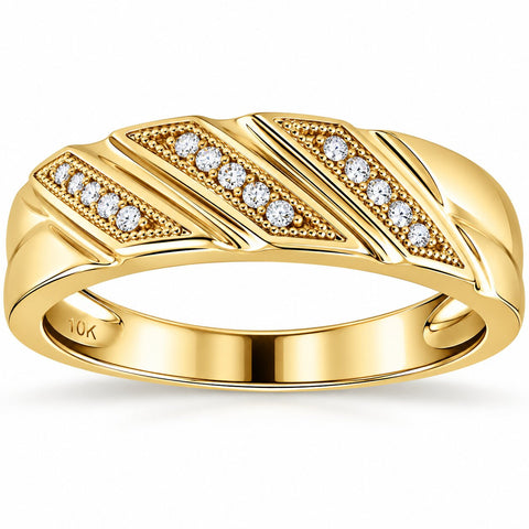 1/5ct Mens Diamond Ring 10K Yellow Gold