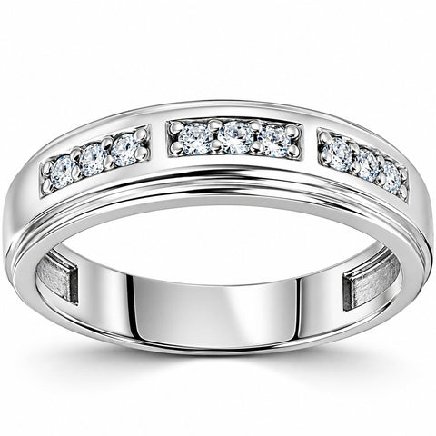 1/4Ct Mens Diamond Wedding Ring 10k White Gold
