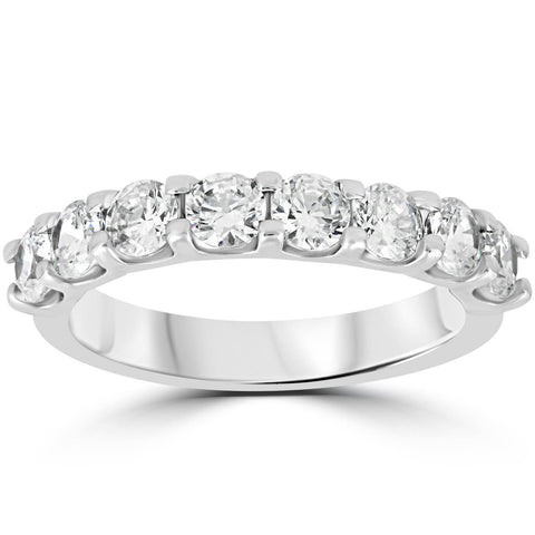 U Prong Diamond 1 1/2 Carat Wedding Ring 14K White Gold Womens Stackable Band