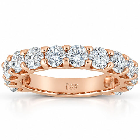 2 1/2ct Diamond U Prong Wedding Ring 14k Rose Gold Anniversary Band