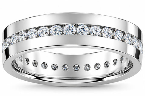 Mens 1 1/10ct Round Diamond Channel Set Eternity Ring Wedding Band Anniversary