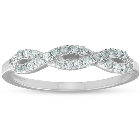 1/4ct Infinity Diamond Stackable Women's Wedding Ring White Gold Band
