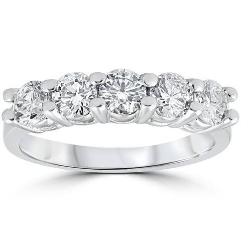 VS/G 1.20 ct Five Stone Diamond Wedding Womens Anniversary Ring 14K White Gold