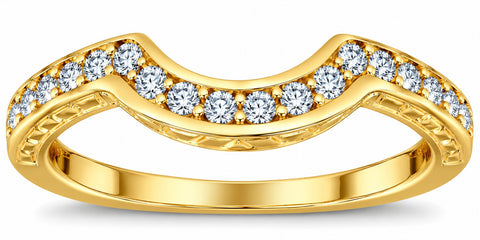 1/5 Ct Diamond Curved Wedding Engagement Ring Enhancer Band 14k Yellow Gold