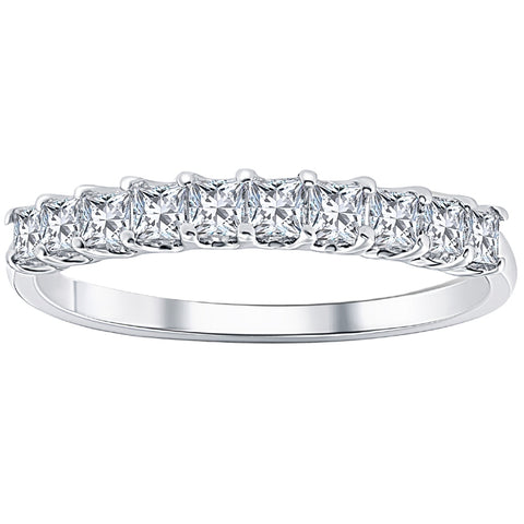 1/2CT Princess Cut Diamond U-Prong Wedding Ring 10k White Gold