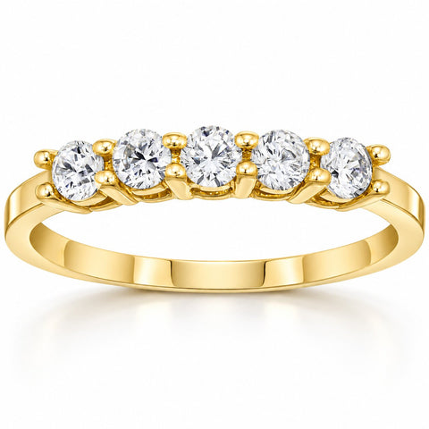 1/2ct Five Stone Diamond Ring 14K Yellow Gold