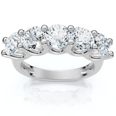 G/VS 1.50 Ct Diamond Five Stone Wedding Ring 14k White Gold Lab Grown EX3
