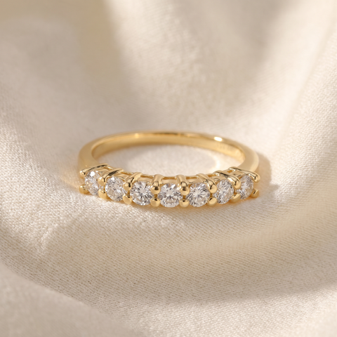 5/8CT Round Cut Diamond Wedding Anniversary Ring Solid 14K Yellow Gold