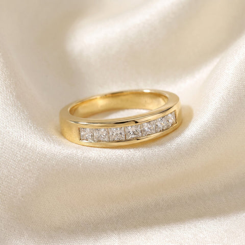 1ct Princess Cut Diamond Wedding Anniversary Ring 14k Yellow Gold