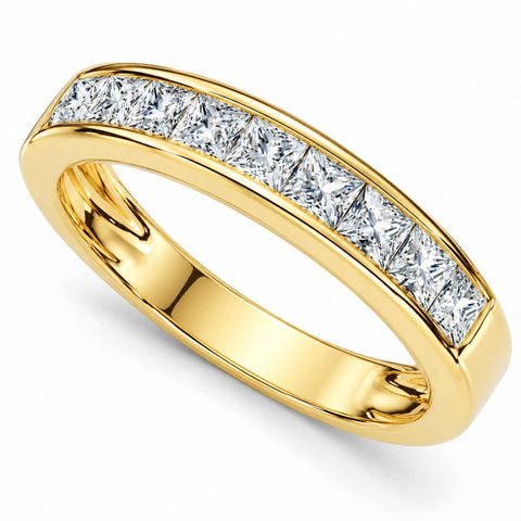 14k Yellow Gold 1/2ct Princess Cut Channel Set Diamond Wedding Anniversary Ring