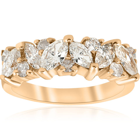 1 1/2ct Fancy Marquise Diamond Womens Wedding Anniversary 14k Yellow Gold