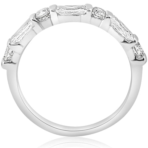 14k White Gold 1/2ct Round & Baguette Diamond Wedding Ring