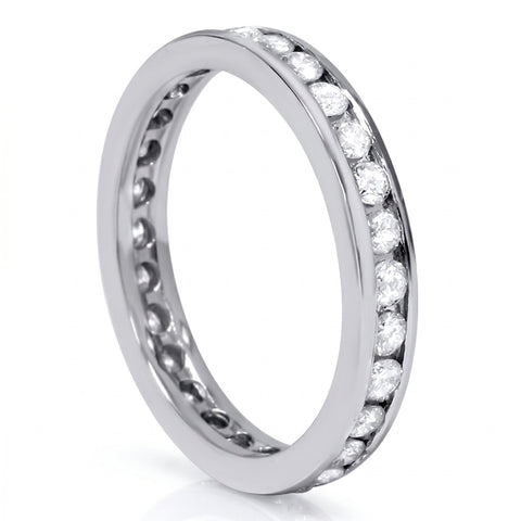 1ct Diamond Wedding Eternity Stackable 14K Ring New White Gold