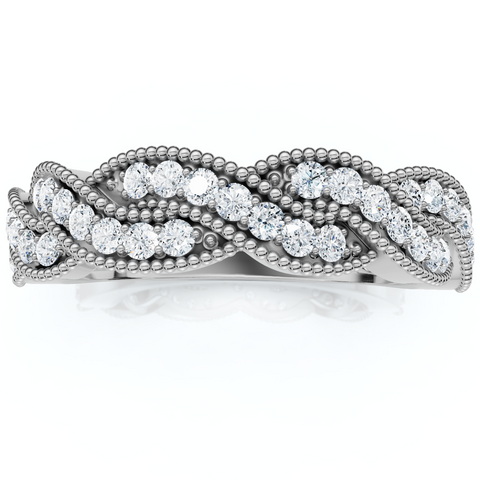 G/VS 1/4 ct Diamond Infinity  Wedding Ring 14k White Gold Lab Grown