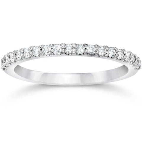 VS 1/4ct 100% Diamond Pave Wedding Stackable Ring 14K White Gold Lab Grown