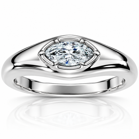 Stackable Marquise Diamond Eloise Anniversary Ring 10k Gold Lab Grown EF/VS