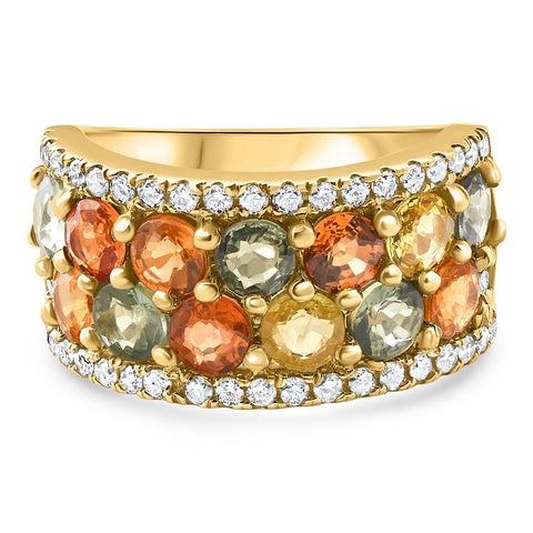 4.40Ct Saphire & Diamond Ring 14k Yellow Gold Size 6