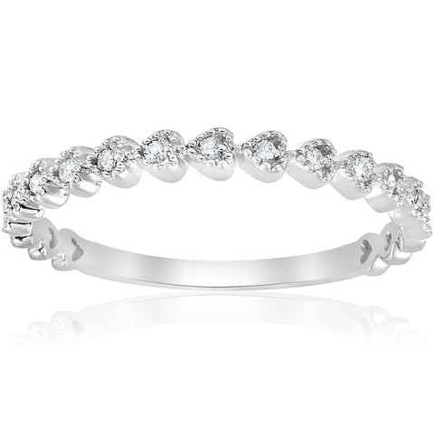 Stackable Diamond Ring Womens 14k White Gold Wedding Band