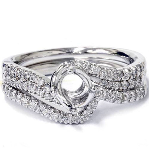 1/3ct Twist Diamond Engagement Wedding Ring Mount Set 14K White Gold