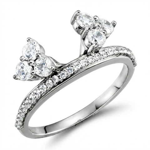 Diamond Accented Wrap-Style Enhancer Guard For Solitaire Engagement Ring 14K Wg