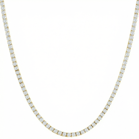 10Ct TW Lab Grown Diamond Tennis Necklace 14K Yellow Gold 16.5"