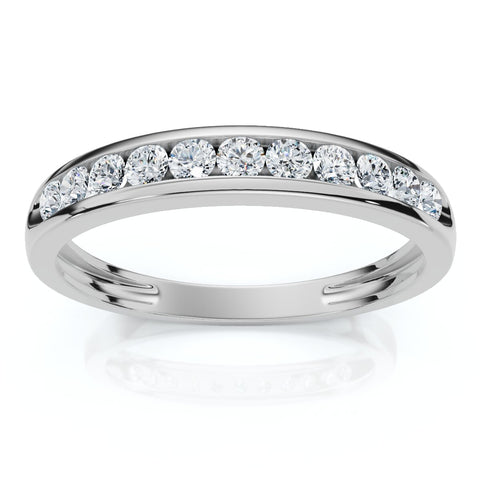 1/4ct Diamond 10k White Gold Wedding Stackable Ring Womens Channel Set Band