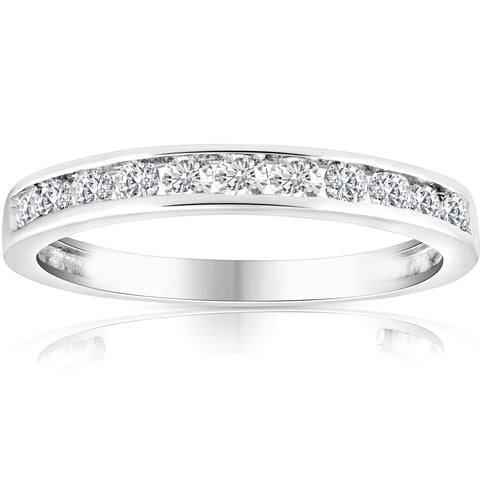 1/2 Ct T.W. Diamond Round-Cut Channel Set Wedding Ring 10k White Gold