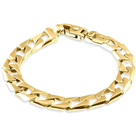 Men's Wide Square Curb 14k Gold (46gram) or Platinum (74gram) 10.5mm Link Bracelet 8.5"