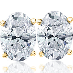 2 Ct Lab Grown Oval Shape Diamond Studs 14k Yellow Gold Earrings