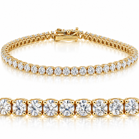 5 Carat TW Round Cut Lab Grown Diamond Tennis Bracelet 14k Yellow Gold Lab Grown