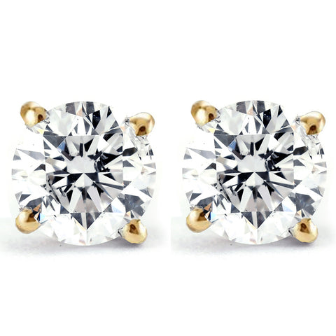 2 1/4 Ct Diamond Screw Back Studs Lab Grown 14k Yellow Gold (GH-SI1-2)