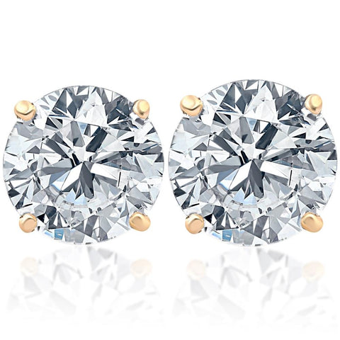 2 Ct TW Real Diamond Studs With Screw Backs in 14k White or Yellow Gold