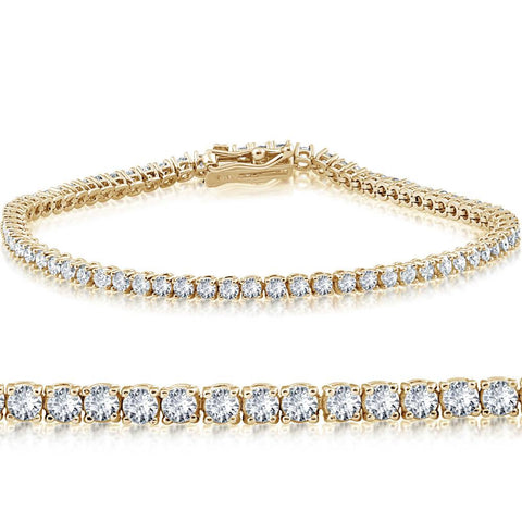 4 Carat TW Round Cut Lab Grown Diamond Tennis Bracelet 14k Yellow Gold Lab Grown