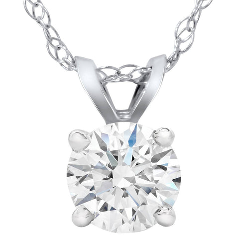 Certified 1 1/2ct Lab Grown Diamond Solitaire Pendant 14K White Gold