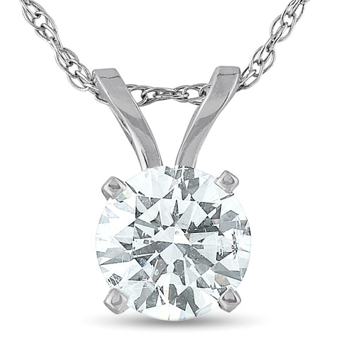 .65 Ct Diamond Solitaire Pendant Necklace Available in 14k White or Yellow Gold