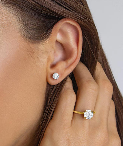 1 1/2ct Lab Grown Diamond Studs 14k Yellow Gold Earrings