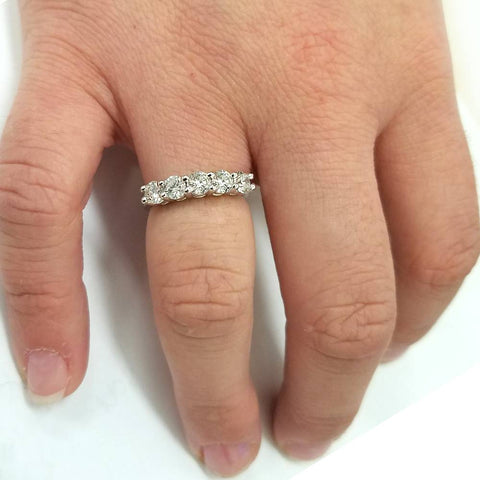 Platinum 1 ct Five Stone Diamond Wedding Ring