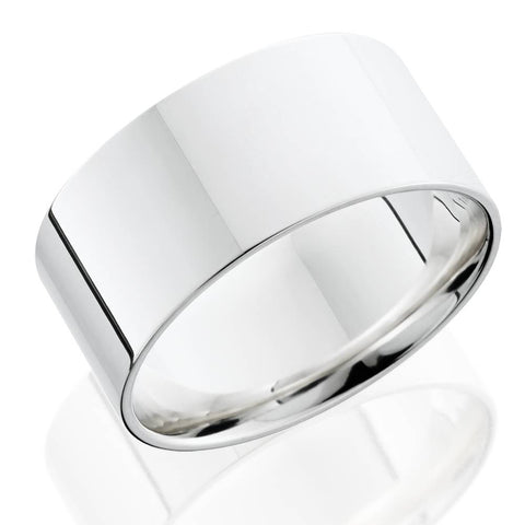 High Polished 10MM Flat Mens Wedding Band Ring Solid 10K White Gold