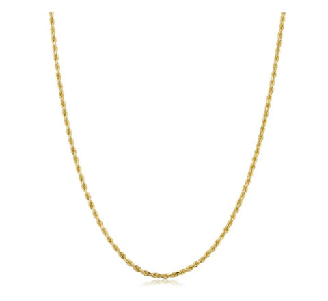 10k Yellow Gold 1.5-mm Semi Solid Rope Chain Necklace